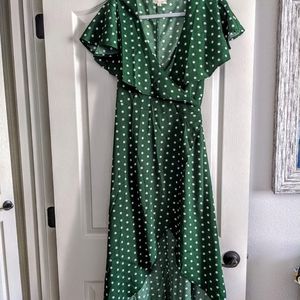 Like New - Hi-Lo Wrap Polka Dot Dress
